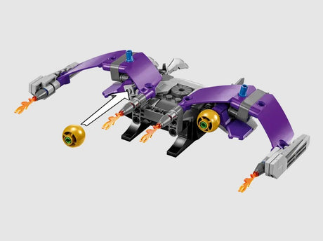 Close-up of LEGO Green Goblin glider with pumpkin bomb launchers – Ireland