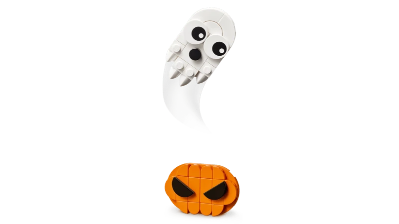 LEGO Halloween Wreath 40825 white ghost and orange pumpkin decorations
