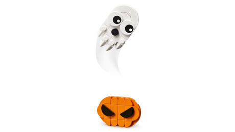 LEGO Halloween Wreath 40825 white ghost and orange pumpkin decorations