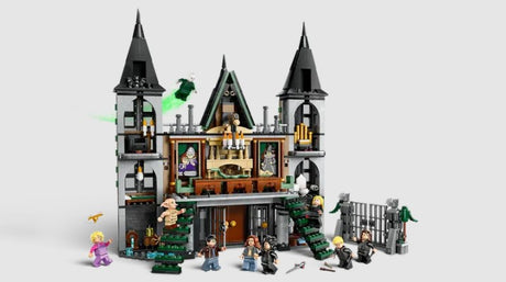 Back view of LEGO Malfoy Manor showing interior play areas