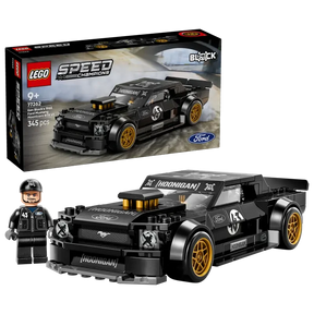LEGO Speed Champions Hoonicorn box with built black car model and driver minifigure 