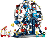 LEGO Ferris wheel model with minifigures, ice cream stand and fairground accessories