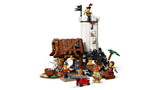 LEGO buccaneer castle build with tower, cannon, treasure chest, skeleton and pirate minifigures