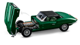LEGO Icons Jaguar E-Type 11381 with the bonnet open to show the detailed engine