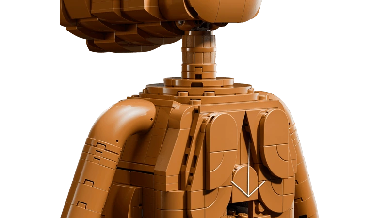 Close-up of the back panel switch on the LEGO Ideas E.T. the Extra-Terrestrial 21370 model