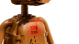 Close-up of the illuminated red front panel on the LEGO Ideas E.T. the Extra-Terrestrial 21370 model showing glowing heart feature.