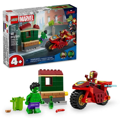 LEGO Iron Man with Bike and The Hulk 76287 box and toy setup Ireland