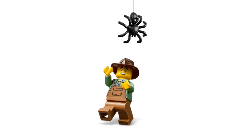 LEGO Jack-O'-Lantern Pickup Truck 40822 farmer minifigure with a black spider above him