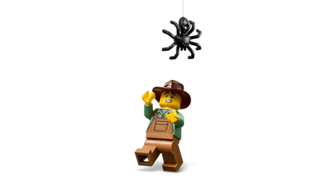LEGO Jack-O'-Lantern Pickup Truck 40822 farmer minifigure with a black spider above him