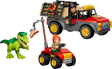 Completed LEGO Jurassic World Young T. rex Transport Truck 77978 set with the transport truck, ATV, young T. rex and two minifigures