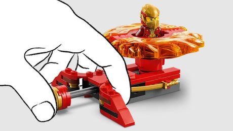 LEGO 71823 close-up of launcher being pushed to spin Kai – Ireland