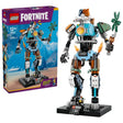 LEGO Fortnite KIT box beside built motorcycle mech model with green weapon accessory