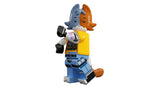 LEGO Fortnite KIT minifigure side view with blue legs, yellow top and orange cat head