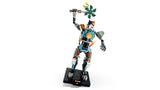 LEGO Fortnite KIT motorcycle mech model on a black display base with green weapon accessory
