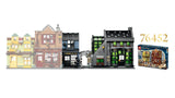 LEGO wizarding shop buildings connected beside a LEGO Harry Potter 76452 box