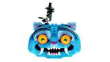 Close-up of the LEGO KPop Demon Hunters Derpy Tiger head with Sussie Bird standing on top