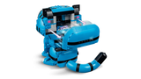 Rear view of LEGO KPop Demon Hunters Derpy Tiger with the head open to show the storage space and love note