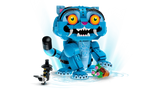 LEGO KPop Demon Hunters Derpy Tiger seated beside Sussie Bird and a tipped flowerpot
