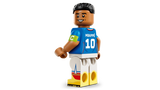 LEGO Kylian Mbappé minifigure viewed from behind showing Mbappé name, number 10 shirt and captain's armband