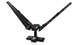 LEGO Kylo Ren's Command Shuttle 75406 display model with wings extended in flight mode on black stand