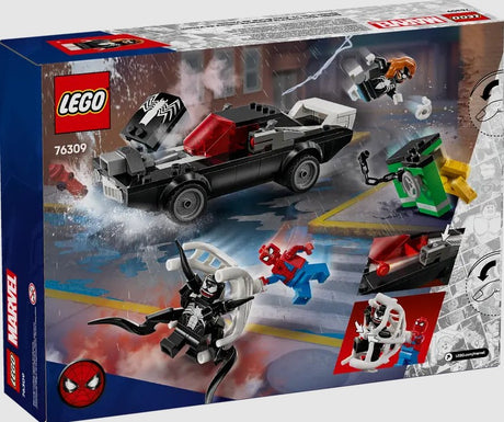 Back of LEGO Marvel 76309 Spider-Man vs. Venom Muscle Car box with features Ireland