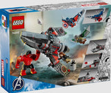 Back of LEGO Marvel 76292 Captain America vs. Red Hulk box with jet and play features Ireland
