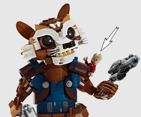 Close-up of LEGO Rocket with Baby Groot on shoulder set 76282 Ireland