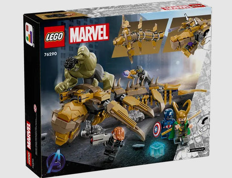 LEGO Marvel 76290 back of box showing action scenes and Leviathan play features – Ireland
