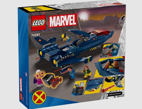 LEGO Marvel X-Jet 76281 back of box showing features and play functions Ireland