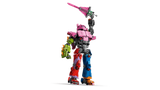 Side view of LEGO Mecha Team Leader 77078 with raised pink sword and multicoloured mech body
