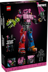 Back of LEGO Mecha Team Leader 77078 box showing mech model, bonus outfit panel and detail images