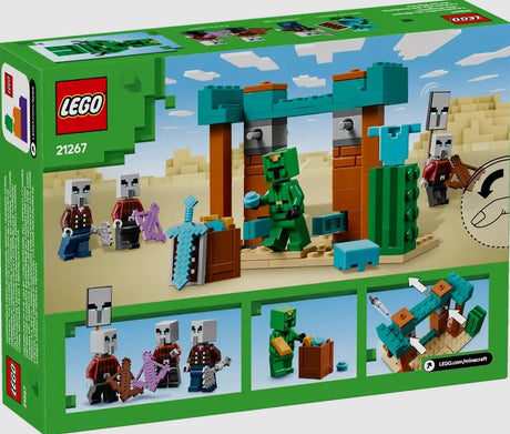 Back of LEGO Minecraft 21267 box with desert scene and flick-fire features – Ireland