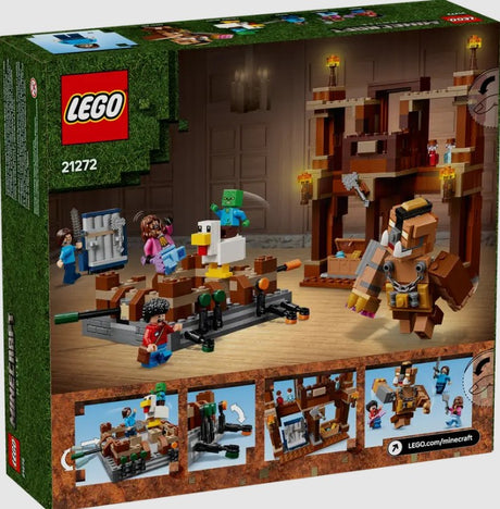 Back of LEGO Minecraft 21272 box showing ring actions and build details – Ireland