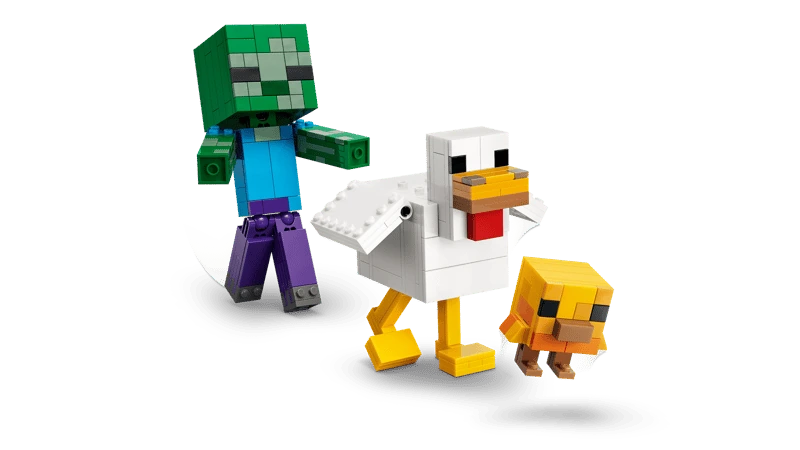 LEGO Minecraft Chicken Jockey 21582 baby zombie, chicken and baby chicken buildable figures