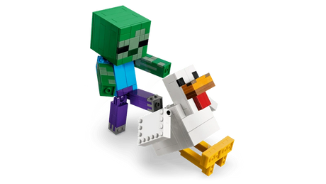 LEGO Minecraft Chicken Jockey 21582 baby zombie riding the chicken in a forward leaning pose