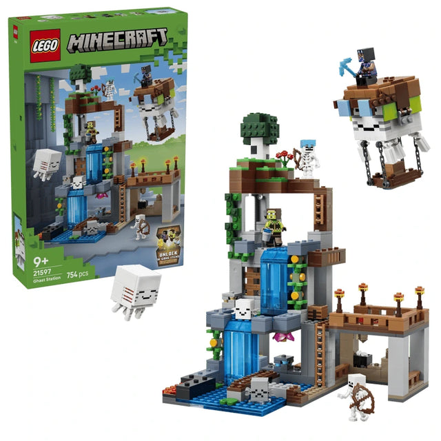 LEGO Minecraft Ghast Station 21597 box with cave station build, ghast figures and minifigures