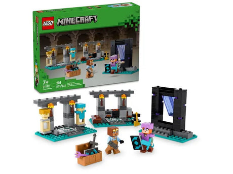 LEGO Minecraft The Armory 21252 box and set contents with Alex and Armorsmith – Ireland