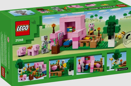 Back of LEGO Minecraft Baby Pig House 21268 box showing play features – Ireland