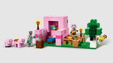 Interior of LEGO Minecraft Baby Pig House showing bed and bookcase – Ireland