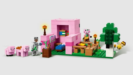 Interior of LEGO Minecraft Baby Pig House showing bed and bookcase – Ireland