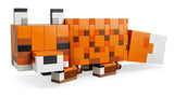 ide view of LEGO Minecraft The Fox 21588 figure with head rotated and legs positioned for standing