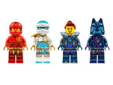 LEGO Ninjago 71808 minifigures Kai, Zane, Jordana and Wolf Mask Warrior lined up in Ireland