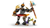 LEGO NINJAGO mech holding Dragon Zane minifigure on a staff weapon with Acid Monster minifigure positioned below

