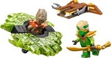 LEGO NINJAGO spinner toy shown in action with parts separating during battle play