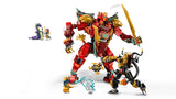 LEGO NINJAGO red dragon mech with sword, black mech, minifigures and purple snake figure