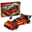 LEGO NINJAGO X-1 Ninja Charger box beside built red and black car and minifigure
