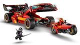 LEGO NINJAGO X-1 Ninja Charger with red motorcycle model and black and white minifigure