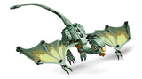 Green LEGO baby dragon viewed from above with wings spread