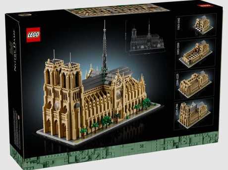 Back of LEGO Notre-Dame de Paris 21061 box showing historical stages Ireland