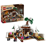 LEGO One Piece Dr. Hiriluk's Hideout 75641 box beside the open mountain hideout model 